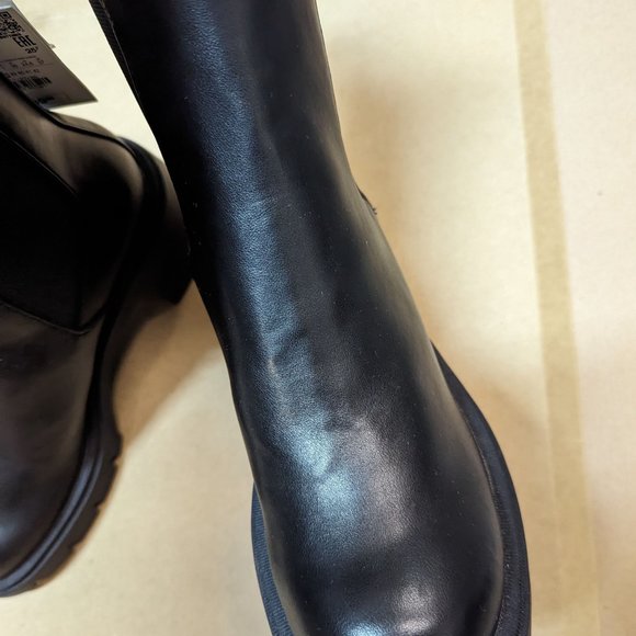 ZARA Block HEEL LUG SOLE CHELSEA ANKLE BOOTS BOOTIES BLACK EU size 38 US 7.5 NWT - Picture 6 of 9